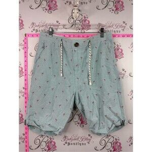Urban man shorts Aqua Drawstring Shorts with Pink Flamingo Print